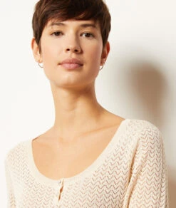 Langes Kleid Aus Durchbrochenem Strick ECRU -Damen mode Geschaft 654005880 b