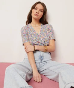 T-Shirt In Wickelform BLAU GRÜN