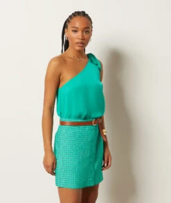 Asymmetrisches Top SMARAGDGRÜN -Damen mode Geschaft 654006643 c