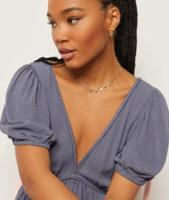 Langes Kleid Mit Freiem Rücken BLAUGRAU 10 Langes Kleid Mit Freiem Rücken BLAUGRAU -Damen mode Geschaft 654007221 b