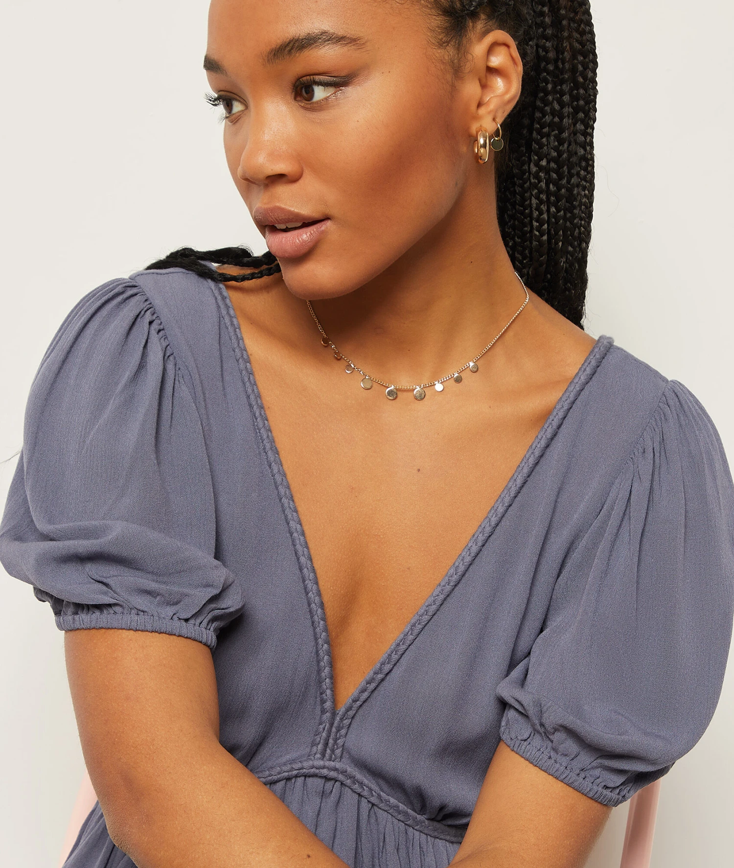 Langes Kleid Mit Freiem Rücken BLAUGRAU 6 Langes Kleid Mit Freiem Rücken BLAUGRAU – Bild 4