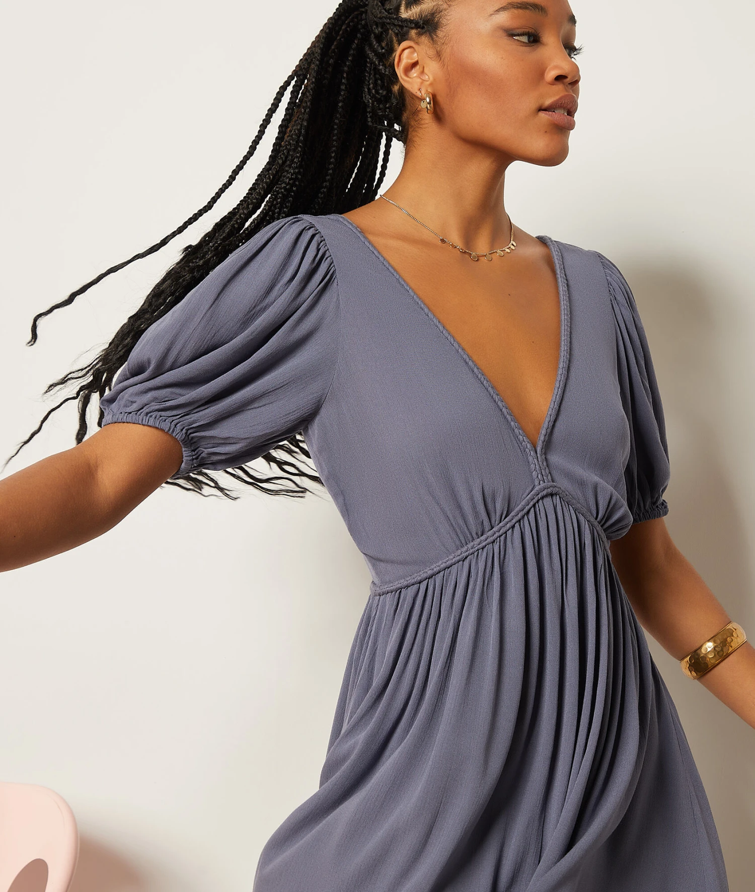 Langes Kleid Mit Freiem Rücken BLAUGRAU 7 Langes Kleid Mit Freiem Rücken BLAUGRAU – Bild 5