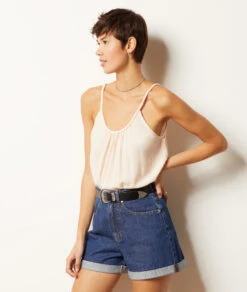 Top Mit Schmalen Trägern ECRU 11 Top Mit Schmalen Trägern ECRU -Damen mode Geschaft 654007380 c