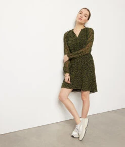 Fließendes Kleid Mit Print SCHWARZ -Damen mode Geschaft 654008316 c