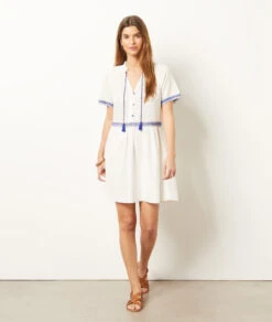 Kleid Mit Gestickten Details 100 % Baumwolle WEIß