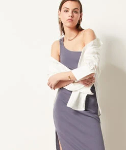 Asymmetrisches Kleid BLAUGRAU -Damen mode Geschaft 654011821 c