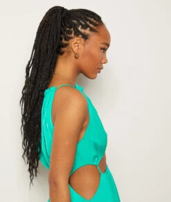 Langes, Asymmetrisches Kleid SMARAGDGRÜN -Damen mode Geschaft 654012643 b