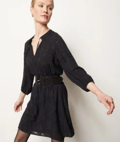 Kleid Mit Jacquard-Print SCHWARZ -Damen mode Geschaft 654013605 c