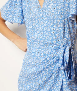 Costa Wickelkleid Mit Print BLAU -Damen mode Geschaft 654013711 b