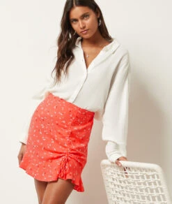 Rock Mit Print Und Volants TERRACOTTA -Damen mode Geschaft 654014464 c