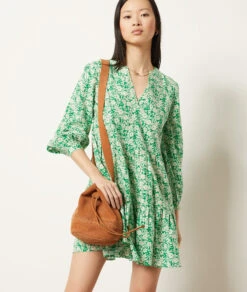 Fließendes Kleid Mit Floralem Print GRÜN 9 Fließendes Kleid Mit Floralem Print GRÜN -Damen mode Geschaft 654015033 6