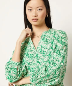 Fließendes Kleid Mit Floralem Print GRÜN 10 Fließendes Kleid Mit Floralem Print GRÜN -Damen mode Geschaft 654015033 b