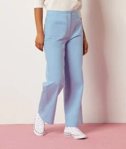 Swan Weit Geschnittene Hose, 100 % Baumwolle HIMMELBLAU -Damen mode Geschaft 654015622 6