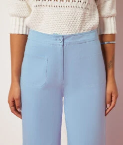 Swan Weit Geschnittene Hose, 100 % Baumwolle HIMMELBLAU -Damen mode Geschaft 654015622 b