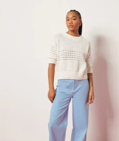 Swan Weit Geschnittene Hose, 100 % Baumwolle HIMMELBLAU -Damen mode Geschaft 654015622 c