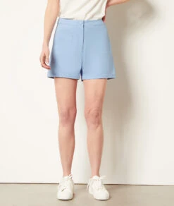 Swan Shorts Mit Hoher Taille, 100 % Baumwolle BLAU 9 Swan Shorts Mit Hoher Taille, 100 % Baumwolle BLAU -Damen mode Geschaft 654015722 6