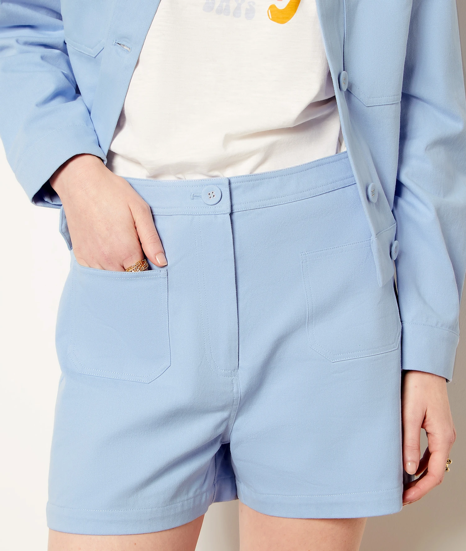 Swan Shorts Mit Hoher Taille, 100 % Baumwolle BLAU 6 Swan Shorts Mit Hoher Taille, 100 % Baumwolle BLAU – Bild 4