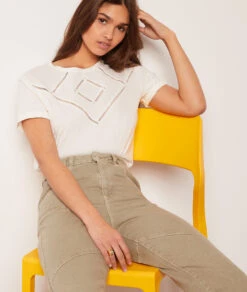 Jeans Im Karottenschnitt KHAKI -Damen mode Geschaft 654015944 c