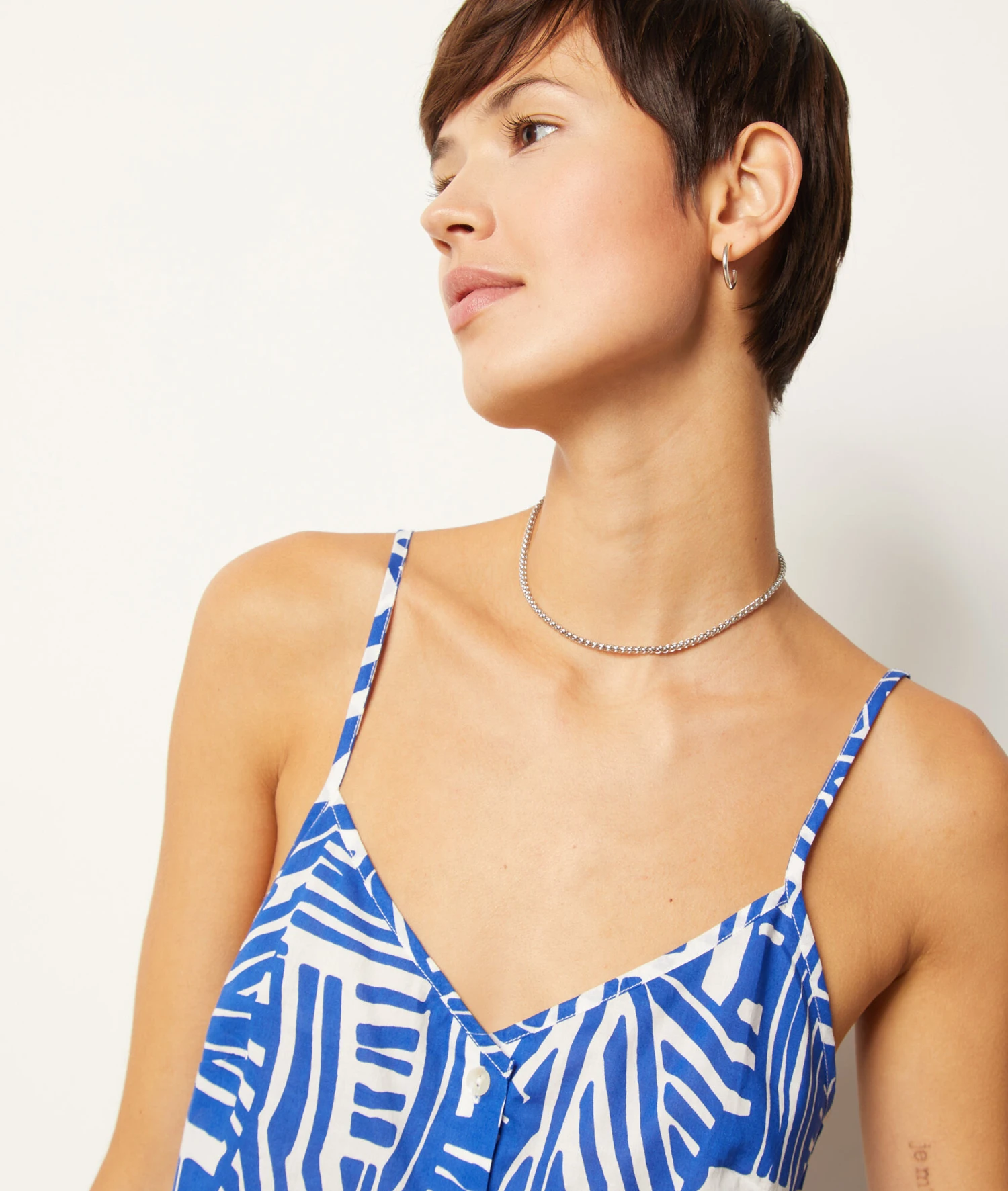 Caraco Mit Schmalen Trägern Und Print, 100 % Baumwolle BLAU 6 Caraco Mit Schmalen Trägern Und Print, 100 % Baumwolle BLAU – Bild 4