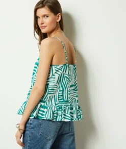 Caraco Mit Print, 100 % Baumwolle SMARAGDGRÜN