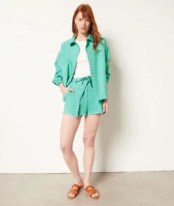 Shorts Mit Gürtel Zum Binden GRÜN -Damen mode Geschaft 654017646 6