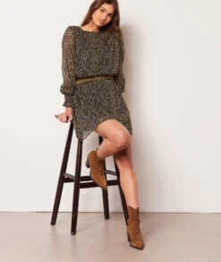 Kleid Mit Print SCHWARZ 11 Kleid Mit Print SCHWARZ -Damen mode Geschaft 654017946 c