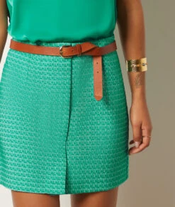 Kurzer Rock Mit Print SMARAGDGRÜN -Damen mode Geschaft 654018746 b