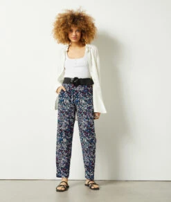 Hose Aus Fließendem Material Mit Print ROSA 9 Hose Aus Fließendem Material Mit Print ROSA -Damen mode Geschaft 654019468 6