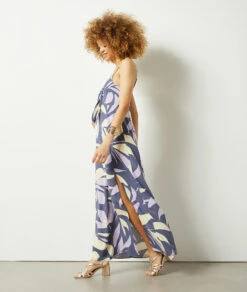 Langes Kleid Mit Print LILA -Damen mode Geschaft 654019807 c