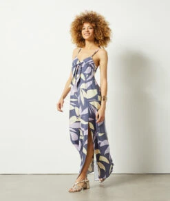 Langes Kleid Mit Print LILA