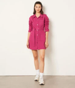 Jeanskleid Zum Binden FUCHSIA 9 Jeanskleid Zum Binden FUCHSIA -Damen mode Geschaft 654024472 6