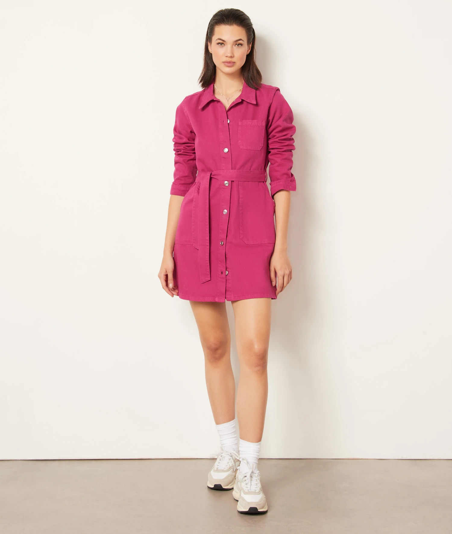 Jeanskleid Zum Binden FUCHSIA 5 Jeanskleid Zum Binden FUCHSIA – Bild 3