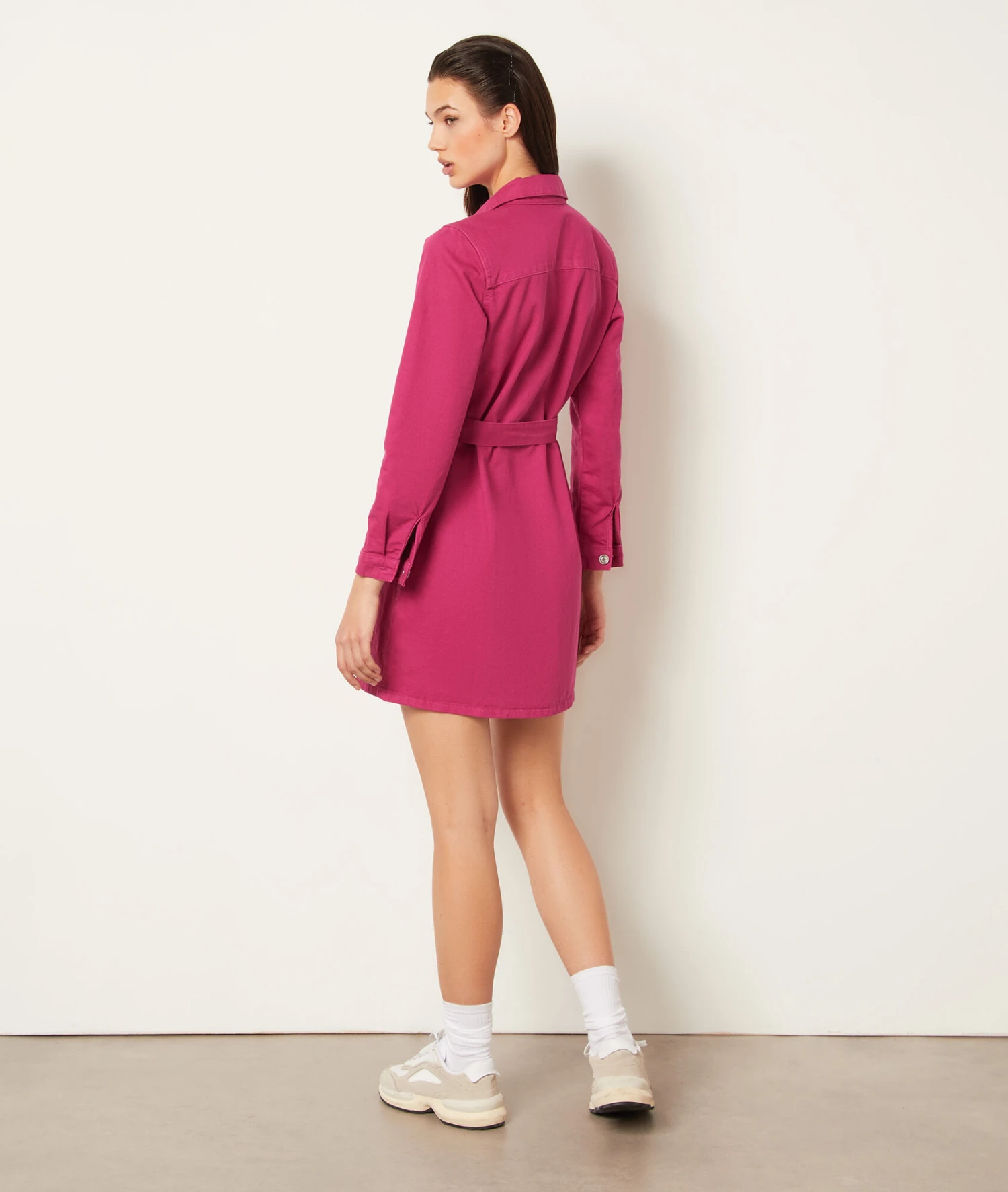 Jeanskleid Zum Binden FUCHSIA 4 Jeanskleid Zum Binden FUCHSIA – Bild 2