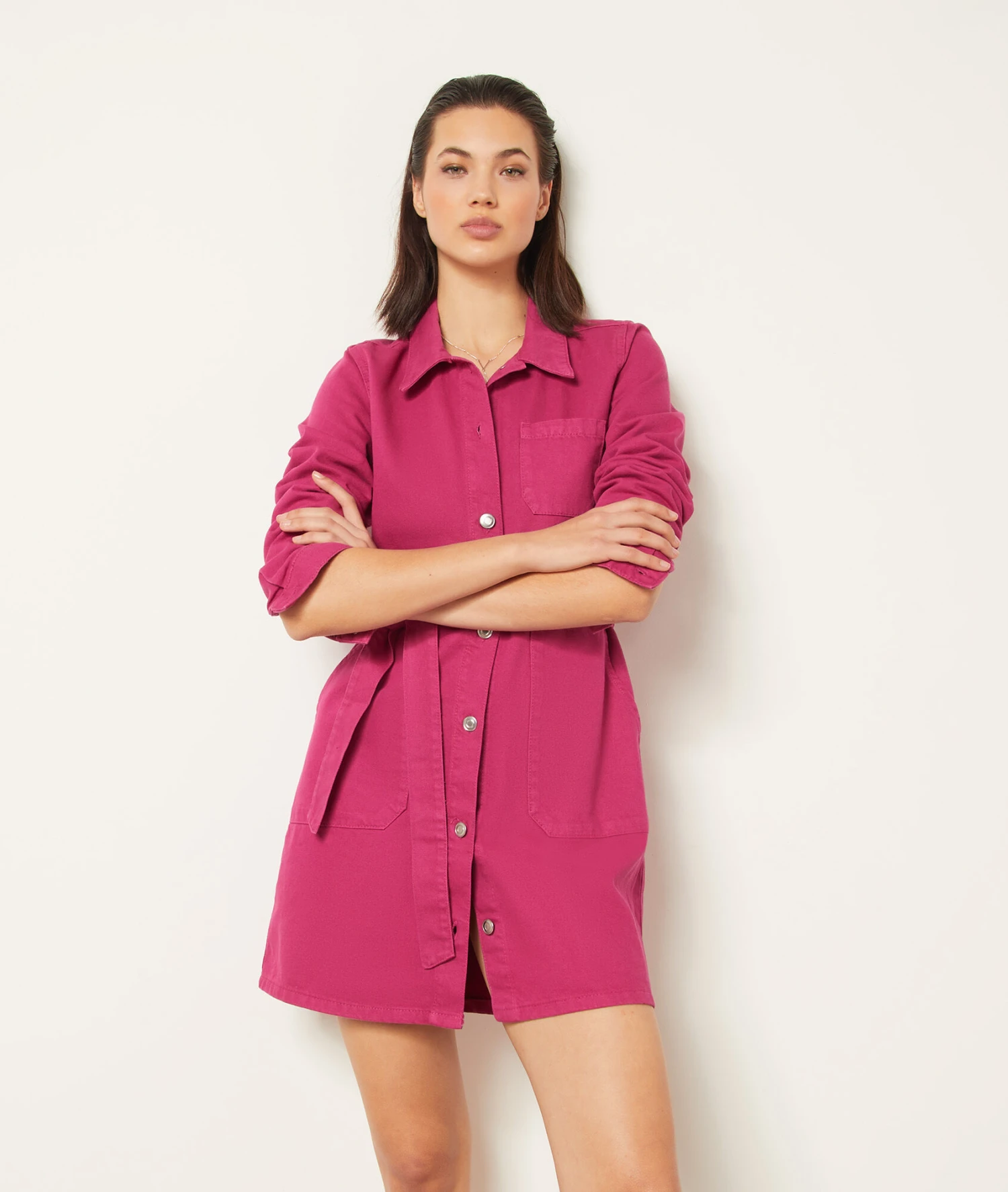 Jeanskleid Zum Binden FUCHSIA 7 Jeanskleid Zum Binden FUCHSIA – Bild 5