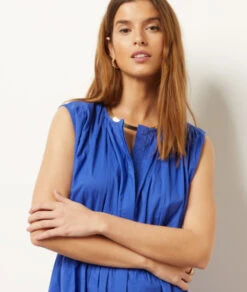 Fließendes Kleid, 100 % Baumwolle KÖNIGSBLAU -Damen mode Geschaft 654025123 b