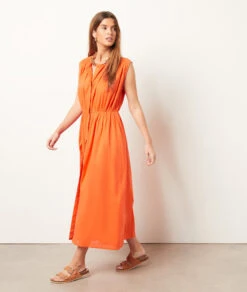 Fließendes Kleid, 100 % Baumwolle ORANGE -Damen mode Geschaft 654025163 c