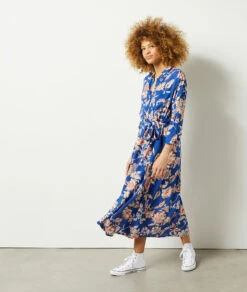 Langes Kleid Mit Print ORANGE -Damen mode Geschaft 654026518 6