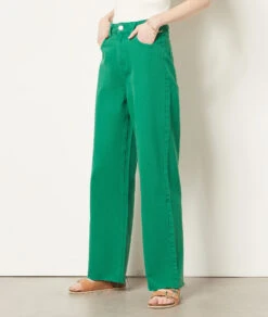 Weit Geschnittene Jeans, 100 % Baumwolle GRÜN 9 Weit Geschnittene Jeans, 100 % Baumwolle GRÜN -Damen mode Geschaft 654027040 6