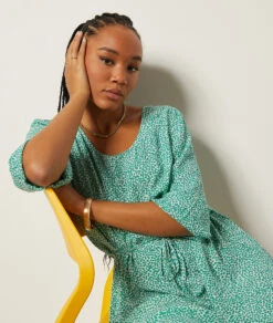 Fließendes Kleid Mit Print SMARAGDGRÜN 11 Fließendes Kleid Mit Print SMARAGDGRÜN -Damen mode Geschaft 654028736 c