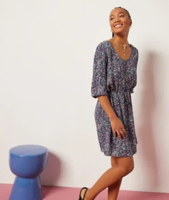 Fließendes Kleid Mit Print ROSA -Damen mode Geschaft 654028768 6