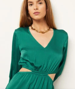 Fließend Fallendes Kleid Mit Cut-outs TANNENGRÜN 11 Fließend Fallendes Kleid Mit Cut-outs TANNENGRÜN -Damen mode Geschaft 654029945 c