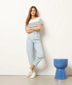 Karottenjeans, 100 % Baumwolle HIMMELBLAU -Damen mode Geschaft 654031820 6