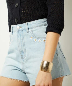 Clover Shorts Aus Jeansstoff Mit Stickereien HIMMELBLAU 10 Clover Shorts Aus Jeansstoff Mit Stickereien HIMMELBLAU -Damen mode Geschaft 654032220 b