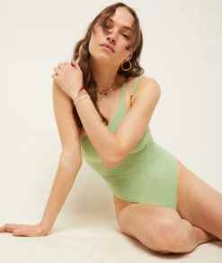 Maillot De Bain 1 Pièce Asymétrique VERT -Damen mode Geschaft 654033046 c