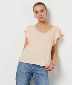 T-Shirt Mit Kurzen Ärmeln LACHS 9 T-Shirt Mit Kurzen Ärmeln LACHS -Damen mode Geschaft 654037160 6