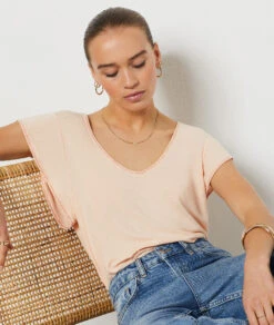 T-Shirt Mit Kurzen Ärmeln LACHS 11 T-Shirt Mit Kurzen Ärmeln LACHS -Damen mode Geschaft 654037160 c