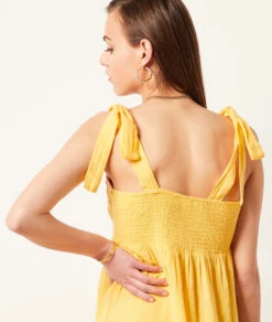 Kleid Mit Trägern Und Stickerei-Details GELB 12 Kleid Mit Trägern Und Stickerei-Details GELB -Damen mode Geschaft 654037254 b