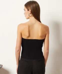 Geripptes Bustier Aus Strick SCHWARZ -Damen mode Geschaft 654038505 a