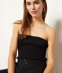 Geripptes Bustier Aus Strick SCHWARZ -Damen mode Geschaft 654038505 b