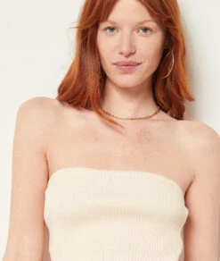 Geripptes Bustier-Top ECRU -Damen mode Geschaft 654038580 b